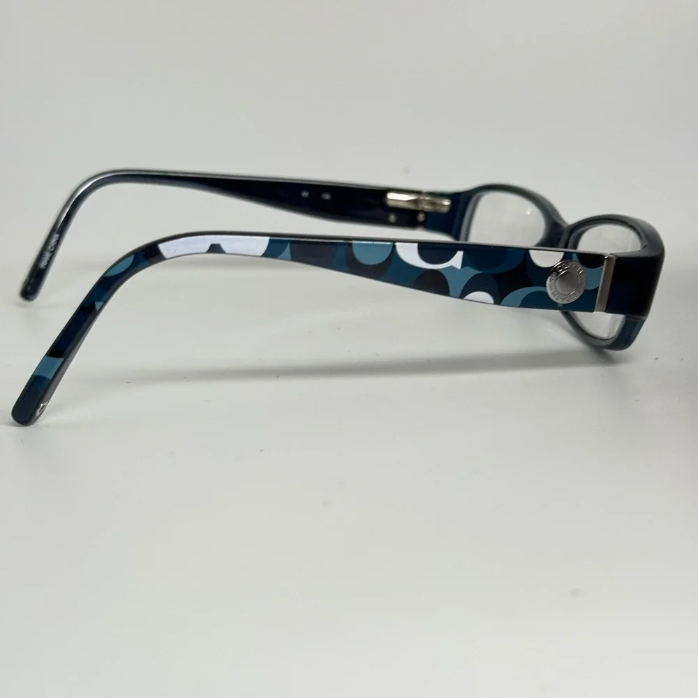 Coach Bernice 944 Teal Signature C Pattern Rectangular Eyeglass Frames 135